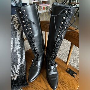 All Saints Women's Savannah Pointed Toe Tall Leather Boots